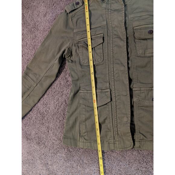 Kenzie Jeans S Military Lightweight Green Utility Cargo Jacket Snap & Zip Close - Picture 11 of 12